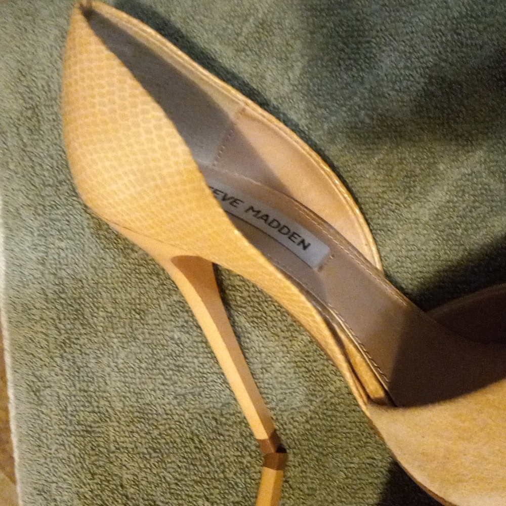 Steve Madden Valko D’Orsay Heels Nude Multi-Color Suede and Snakeskin Size 7 - Picture 4 of 12